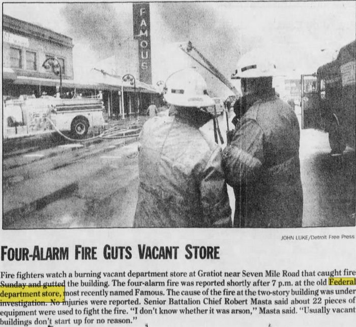 Federals (Federal Department Store) - Detroit  - 14335 Gratiot Ave - Apr 4 1988 Fire (newer photo)